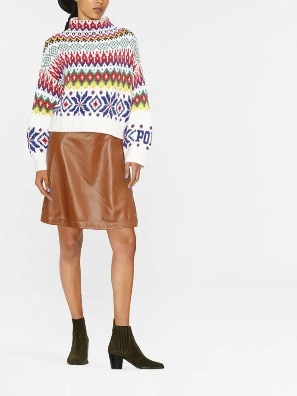 Polo Ralph Lauren A-Line Leather Skirt - Brown Lamb Leather Size 18 $798